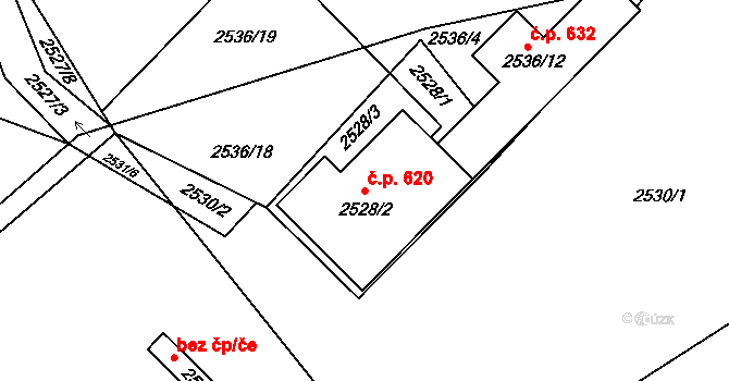 Palkovice 620 na parcele st. 2528/2 v KÚ Palkovice, Katastrální mapa