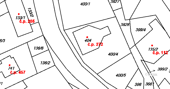 Vápenná 272 na parcele st. 404 v KÚ Vápenná, Katastrální mapa
