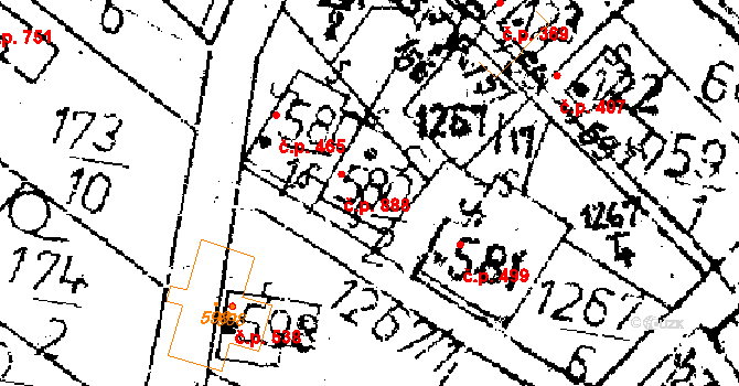 Kamenický Šenov 888 na parcele st. 580/2 v KÚ Kamenický Šenov, Katastrální mapa