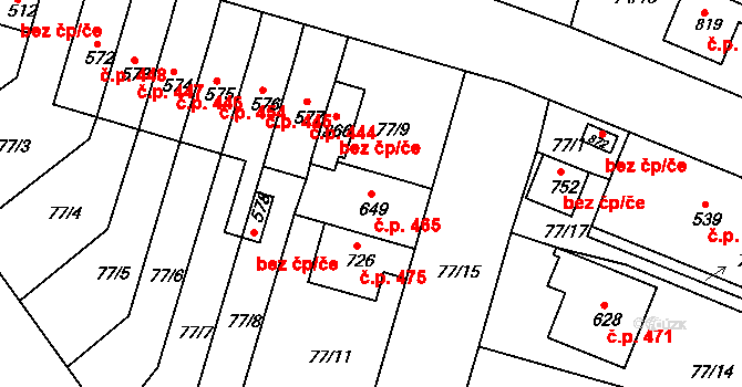 Litol 465, Lysá nad Labem na parcele st. 649 v KÚ Litol, Katastrální mapa