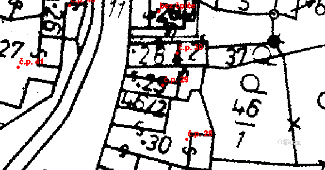 Škvořetice 29 na parcele st. 29 v KÚ Škvořetice, Katastrální mapa