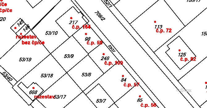 Týn 109, Třebíč na parcele st. 248 v KÚ Týn u Třebíče, Katastrální mapa