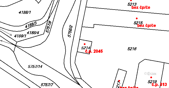 Tábor 2045 na parcele st. 5214 v KÚ Tábor, Katastrální mapa