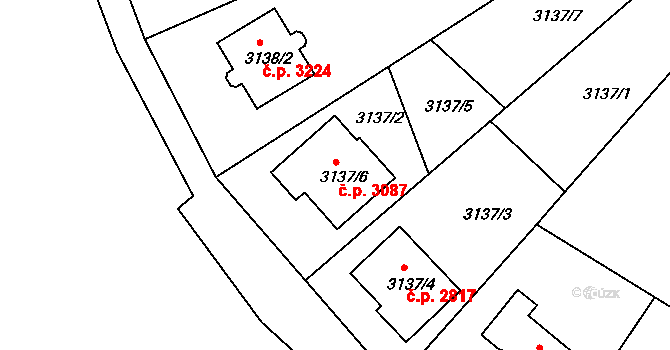 Teplice 3087 na parcele st. 3137/6 v KÚ Teplice, Katastrální mapa