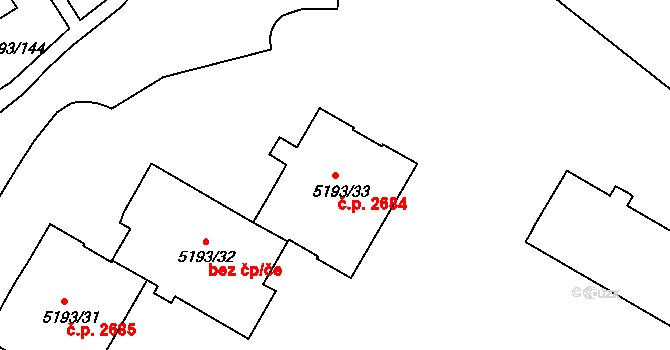 Frýdek 2684, Frýdek-Místek na parcele st. 5193/33 v KÚ Frýdek, Katastrální mapa