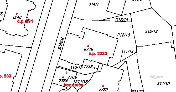 Cheb 2323 na parcele st. 6775 v KÚ Cheb, Katastrální mapa