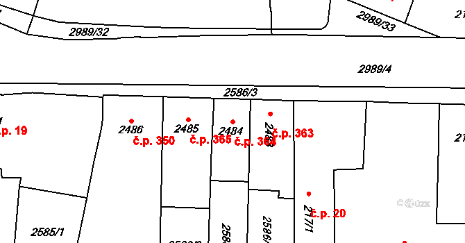 Kolín II 364, Kolín na parcele st. 2484 v KÚ Kolín, Katastrální mapa
