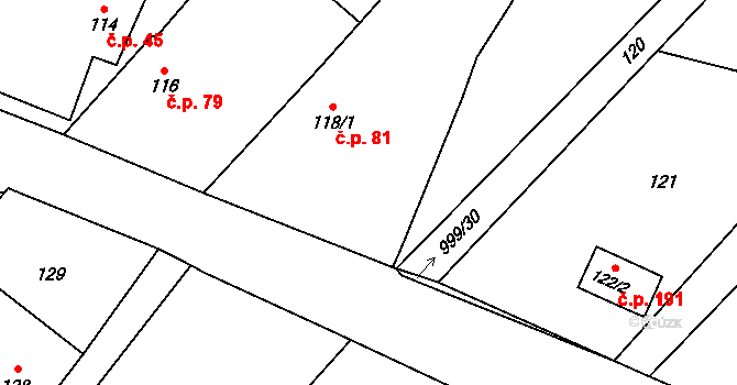 Klikov 81, Suchdol nad Lužnicí na parcele st. 118/1 v KÚ Klikov, Katastrální mapa