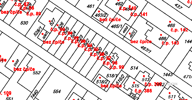 Jinonice 97, Praha na parcele st. 520 v KÚ Jinonice, Katastrální mapa