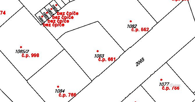 Bubeneč 661, Praha na parcele st. 1083 v KÚ Bubeneč, Katastrální mapa