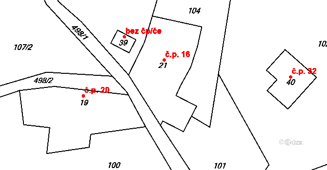 Žemličkova Lhota 16, Petrovice na parcele st. 21 v KÚ Žemličkova Lhota, Katastrální mapa