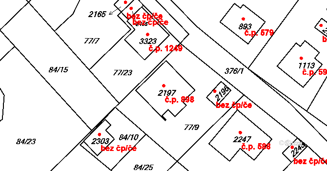Sezimovo Ústí 898 na parcele st. 2197 v KÚ Sezimovo Ústí, Katastrální mapa
