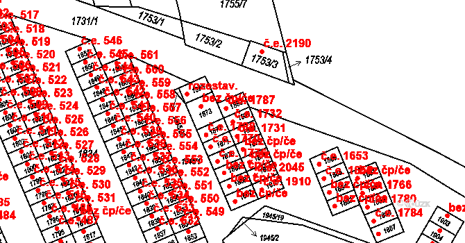 Jirkov 1732 na parcele st. 1881 v KÚ Jirkov, Katastrální mapa