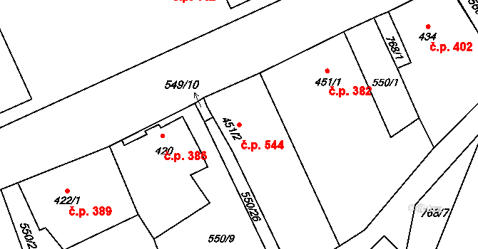 Chrastava 544 na parcele st. 451/2 v KÚ Chrastava I, Katastrální mapa