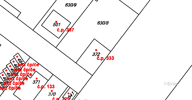 Držovice 333 na parcele st. 372 v KÚ Držovice na Moravě, Katastrální mapa