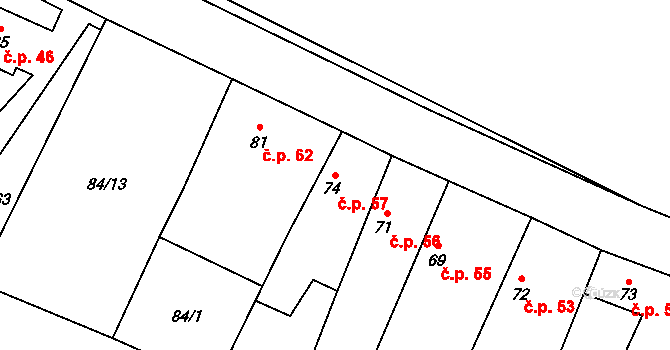 Rochov 57 na parcele st. 74 v KÚ Rochov, Katastrální mapa