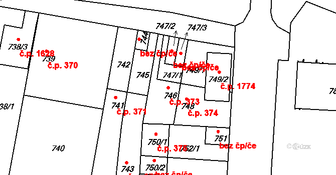České Budějovice 2 373, České Budějovice na parcele st. 746 v KÚ České Budějovice 2, Katastrální mapa