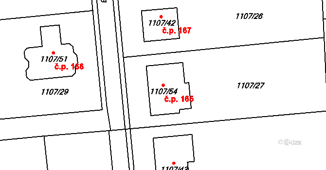 Citonice 165 na parcele st. 1107/54 v KÚ Citonice, Katastrální mapa