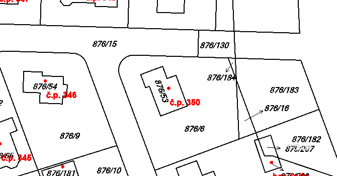 Stonařov 350 na parcele st. 876/53 v KÚ Stonařov, Katastrální mapa