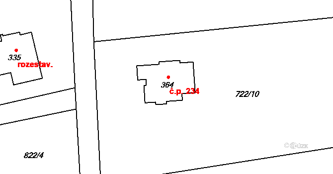 Smilovice 234 na parcele st. 364 v KÚ Smilovice u Třince, Katastrální mapa