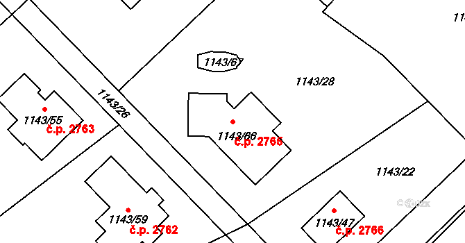 Rožnov pod Radhoštěm 2765 na parcele st. 1143/66 v KÚ Tylovice, Katastrální mapa