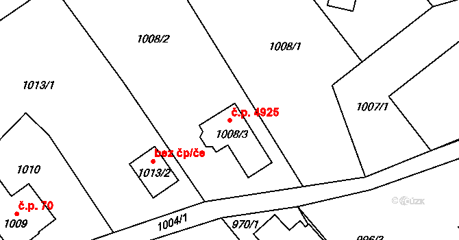 Proseč nad Nisou 4925, Jablonec nad Nisou na parcele st. 1008/3 v KÚ Proseč nad Nisou, Katastrální mapa