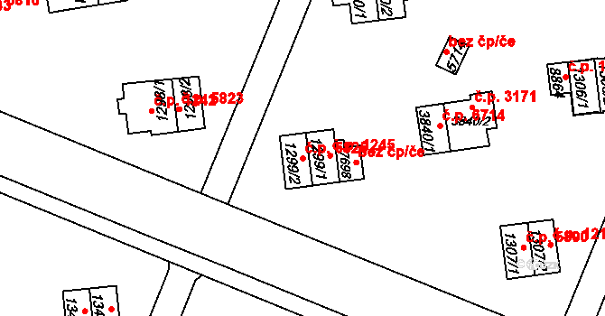 Zlín 5825 na parcele st. 1299/2 v KÚ Zlín, Katastrální mapa