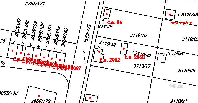 Louny 2052 na parcele st. 3110/42 v KÚ Louny, Katastrální mapa