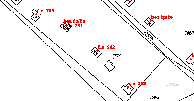 Vrchlabí 262 na parcele st. 2914 v KÚ Vrchlabí, Katastrální mapa