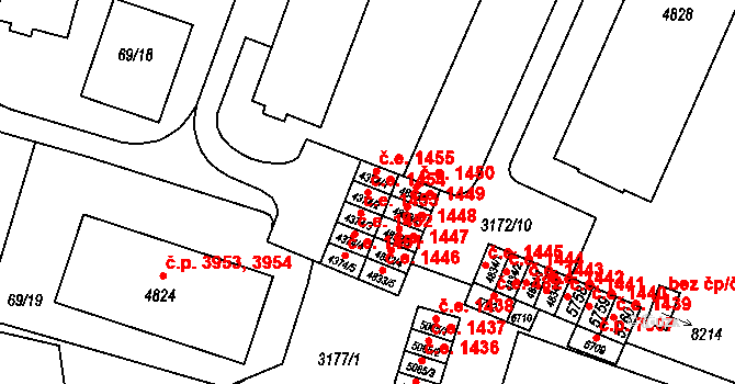 Zlín 1454 na parcele st. 4374/2 v KÚ Zlín, Katastrální mapa