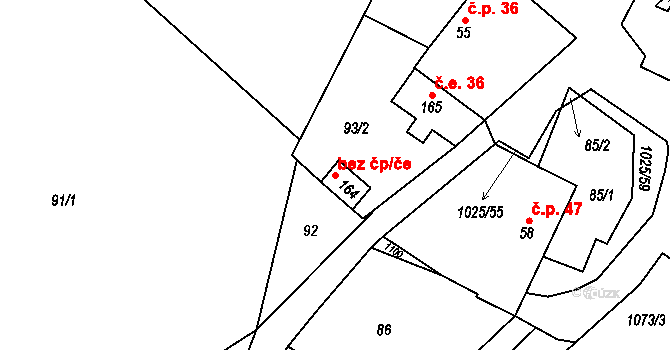 Šimanov 38692678 na parcele st. 164 v KÚ Šimanov na Moravě, Katastrální mapa