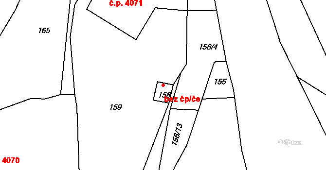 Kyjov 38721678 na parcele st. 158 v KÚ Bohuslavice u Kyjova, Katastrální mapa