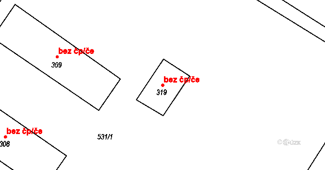Neratovice 39363678 na parcele st. 319 v KÚ Byškovice, Katastrální mapa