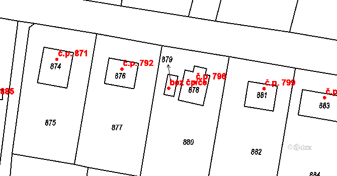 Řevnice 39606678 na parcele st. 879 v KÚ Řevnice, Katastrální mapa