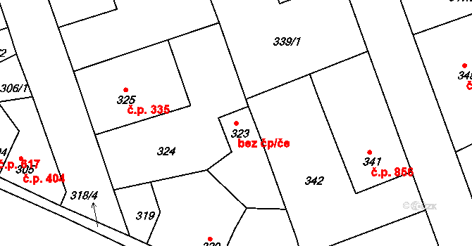 Třemošná 39635678 na parcele st. 323 v KÚ Třemošná, Katastrální mapa