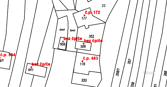 Bílovice 40612678 na parcele st. 509 v KÚ Bílovice u Uherského Hradiště, Katastrální mapa