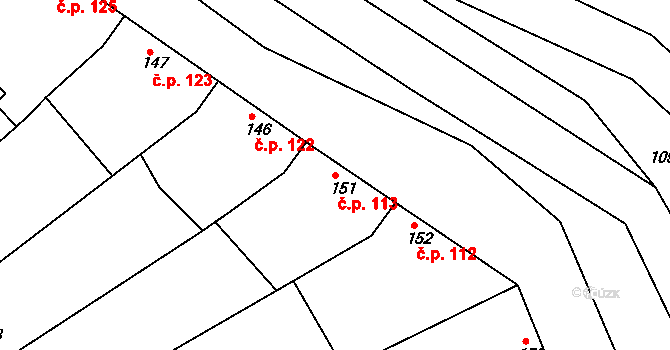 Milonice 113 na parcele st. 151 v KÚ Milonice, Katastrální mapa