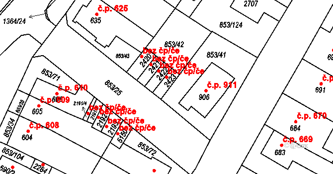 Blansko 41358678 na parcele st. 2423 v KÚ Blansko, Katastrální mapa