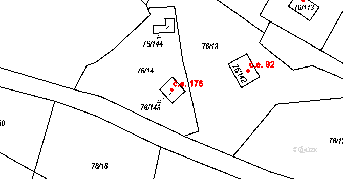 Poláky 176, Chbany na parcele st. 76/143 v KÚ Poláky, Katastrální mapa