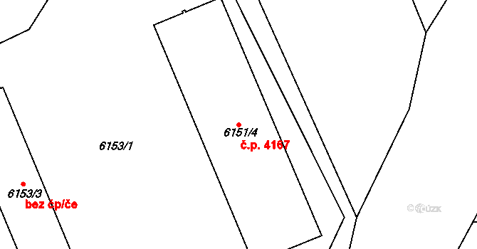 Mělník 4167 na parcele st. 6151/4 v KÚ Mělník, Katastrální mapa