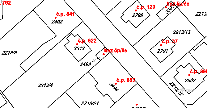 Rokycany 47243678 na parcele st. 2493 v KÚ Rokycany, Katastrální mapa