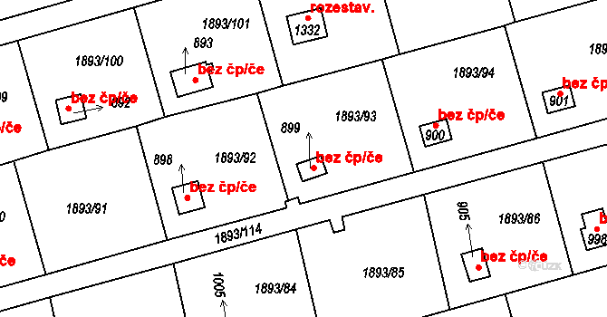 Lišov 47955678 na parcele st. 899 v KÚ Lišov, Katastrální mapa