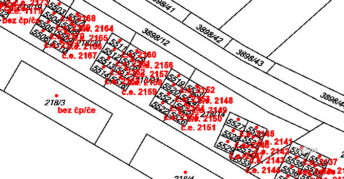 Řečkovice 2153, Brno na parcele st. 5520 v KÚ Řečkovice, Katastrální mapa