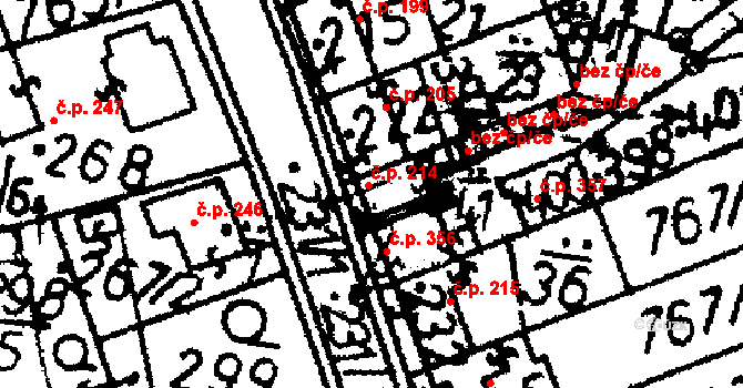 Bernartice 214 na parcele st. 231/1 v KÚ Bernartice u Milevska, Katastrální mapa