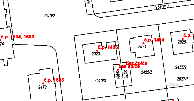 Choceň 1465 na parcele st. 2023 v KÚ Choceň, Katastrální mapa