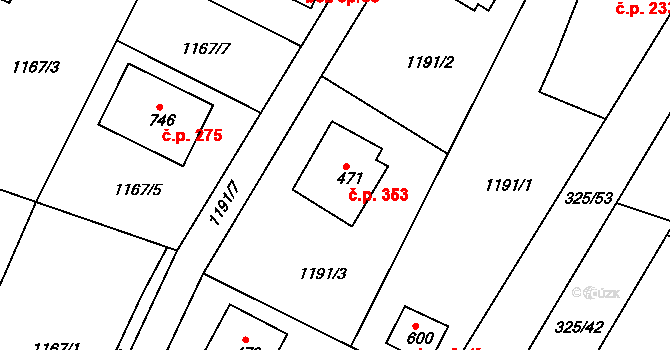 Žebrák 353 na parcele st. 471 v KÚ Žebrák, Katastrální mapa