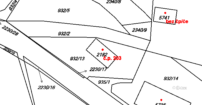 Beroun-Zavadilka 203, Beroun na parcele st. 2182 v KÚ Beroun, Katastrální mapa