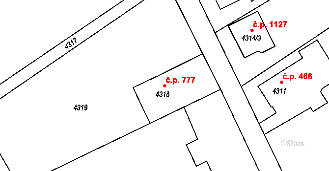 Dětmarovice 777 na parcele st. 4318 v KÚ Dětmarovice, Katastrální mapa