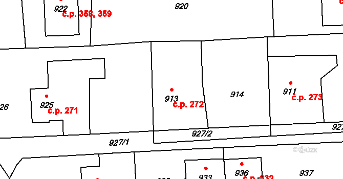 Postřelmov 272 na parcele st. 913 v KÚ Postřelmov, Katastrální mapa