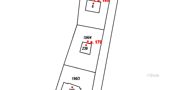 Lipno 179, Líšťany na parcele st. 239 v KÚ Těchoděly, Katastrální mapa